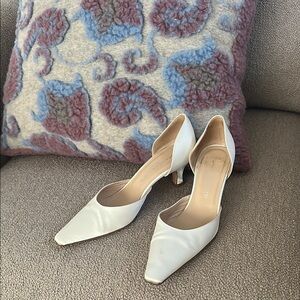 James Ciccotti Ivory White Satin Women's Heels Made in Italy 36.5
